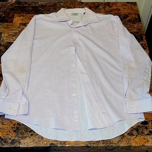 Reaction by Kenneth Cole Men's Large White w/Purple Long Sleeve Dress Shirt